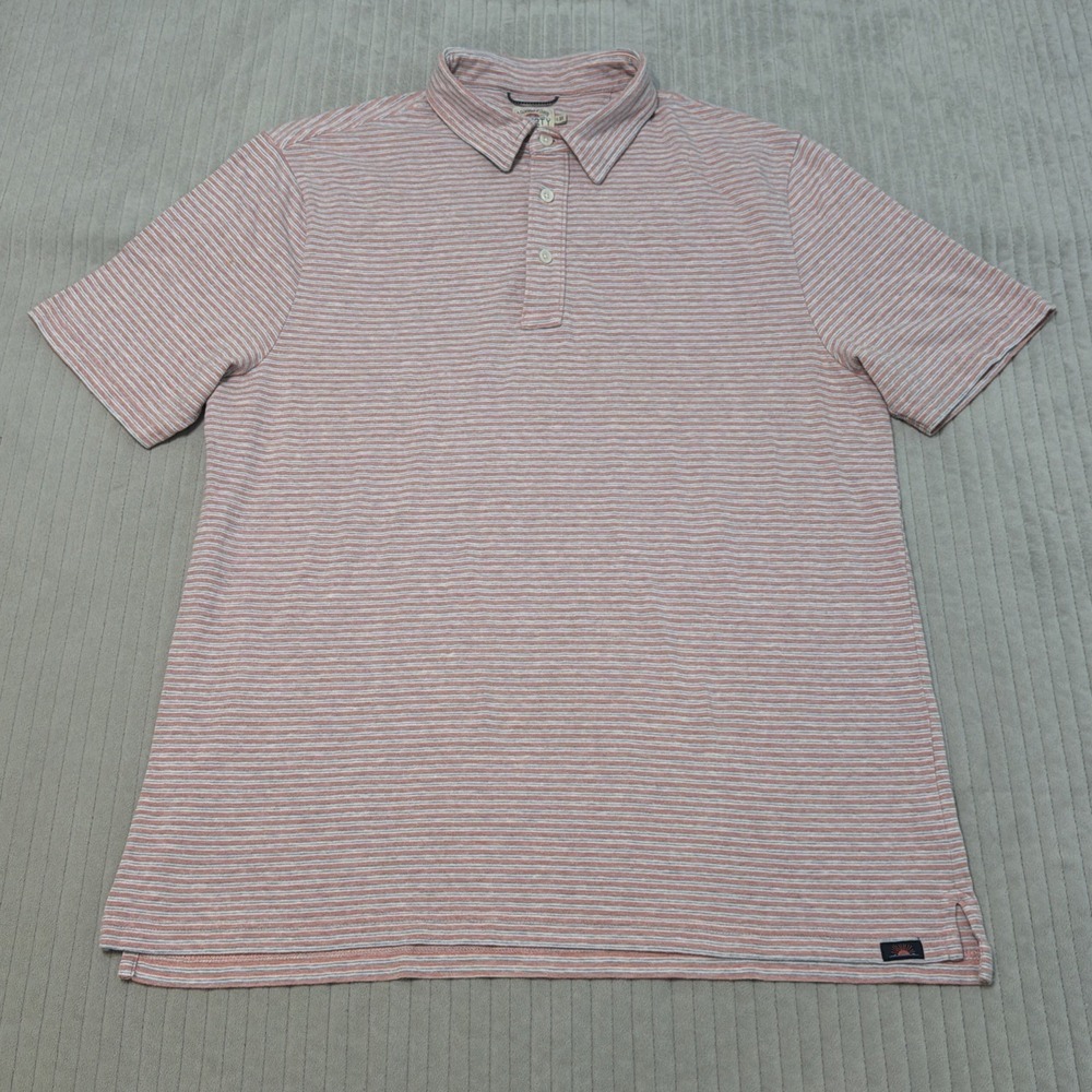Faherty Movement Men's Large Horizon Line Stripe Short Sleeve Polo Pink Purple